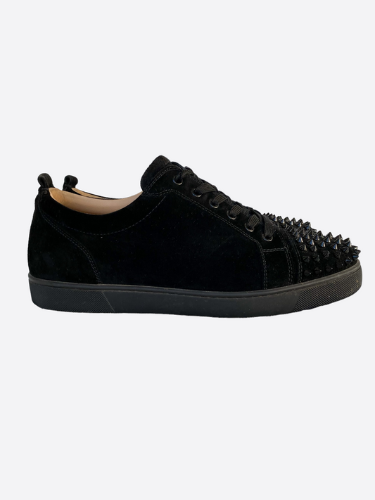 Christian Louboutin Black Velour Spiked Low Tops