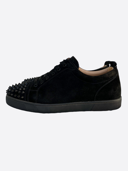 Christian Louboutin Black Velour Spiked Low Tops