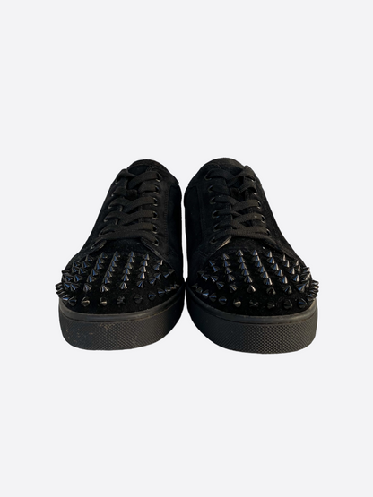 Christian Louboutin Black Velour Spiked Low Tops