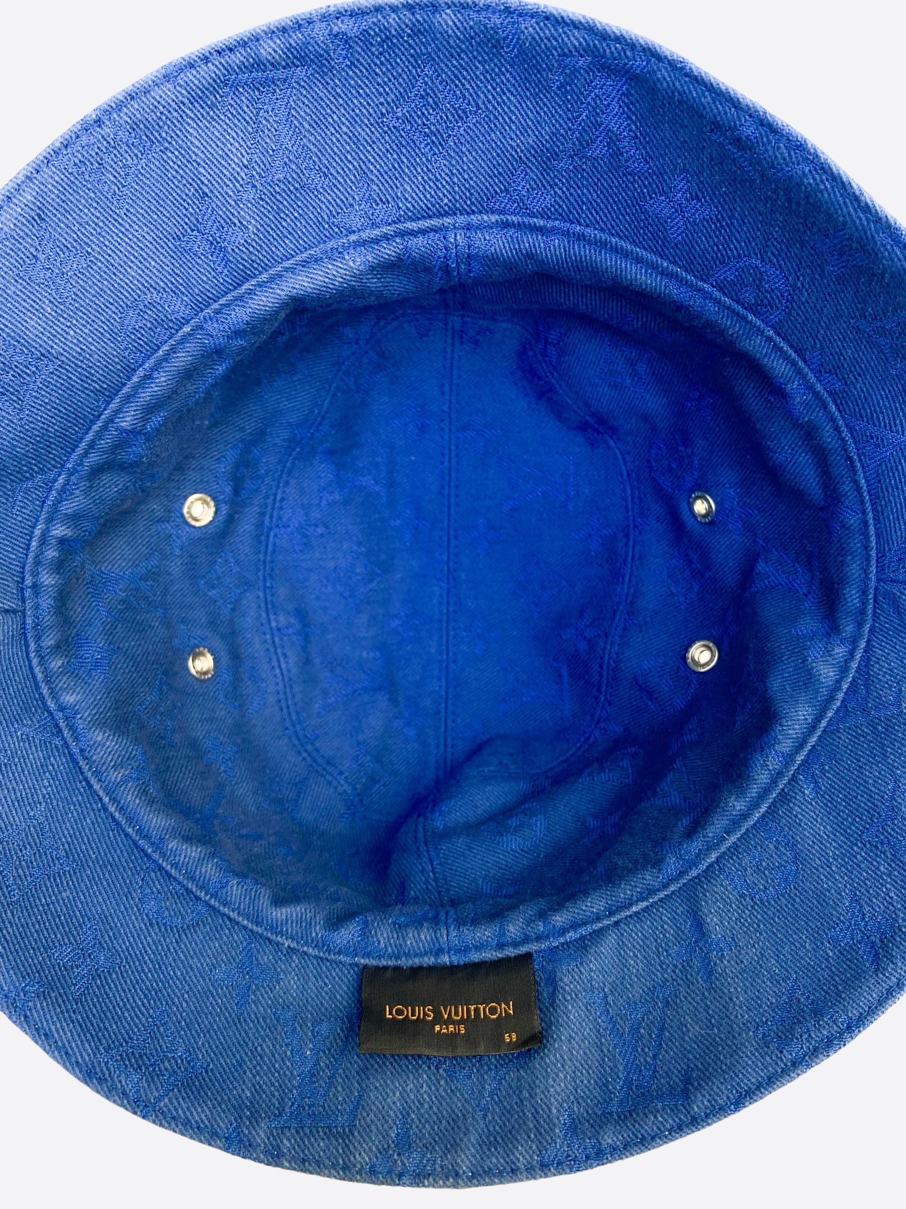 NWT Louis Vuitton LV Blue Monogram Fade Bucket Hat Italy DS SS22