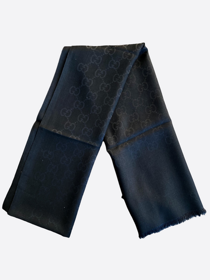 Gucci GG Monogram Black Scarf