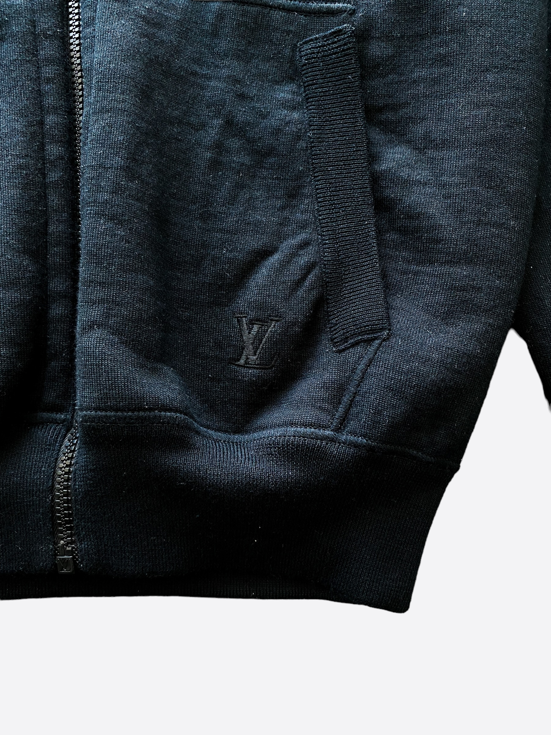 Auth Louis Vuitton Monogram Fleece Boa Reversible Blouson Jacket Black  40(174601