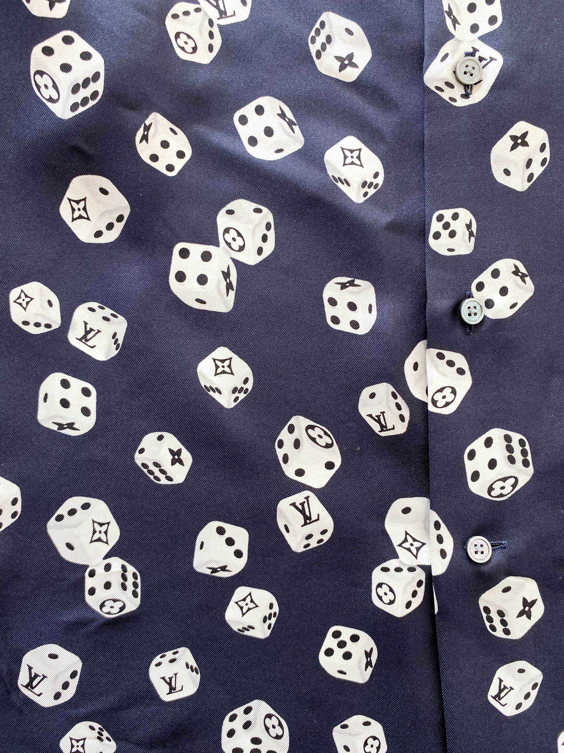 Louis Vuitton Silk Monogram Dice Print Shirt - Blue Casual Shirts, Clothing  - LOU234451