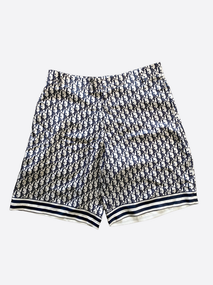 Dior Oblique Navy & White Silk Shorts