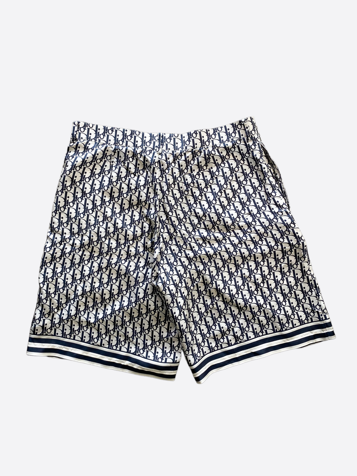 Dior Oblique Navy & White Silk Shorts