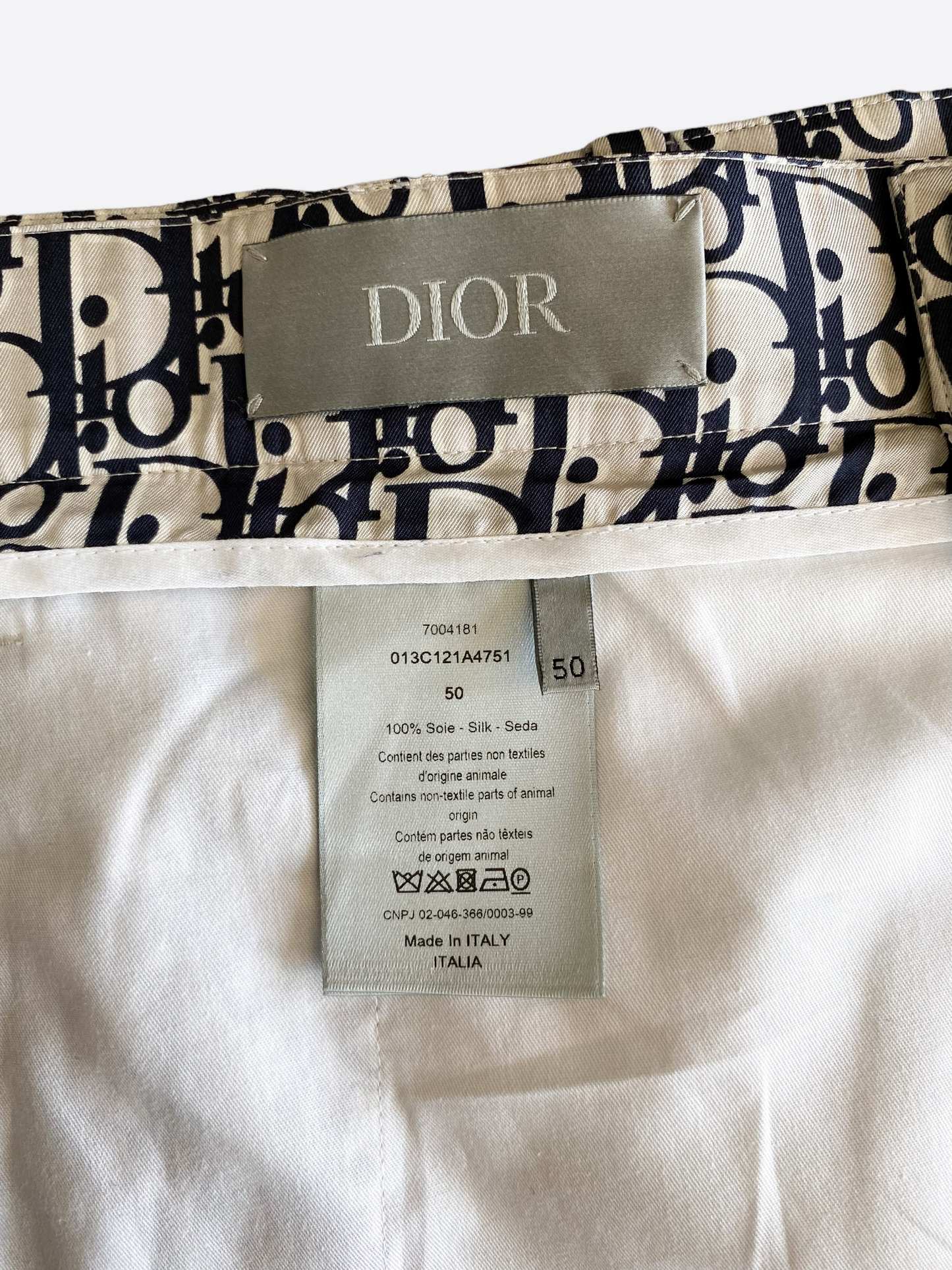 Dior Oblique Navy & White Silk Shorts