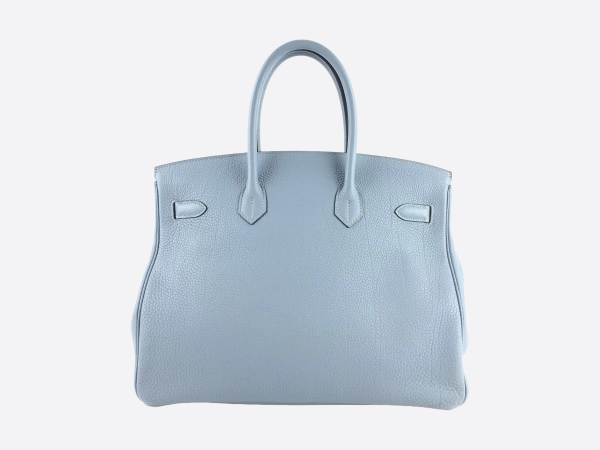 Birkin 35 leather handbag Hermès Blue in Leather - 31837039