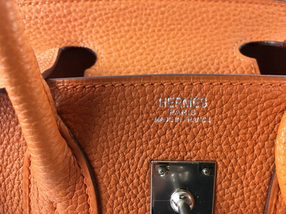 Hermès Orange Togo Leather Birkin 25