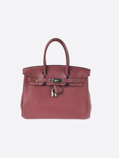 Hermès Rouge Taurillon Clemence Leather Birkin 30