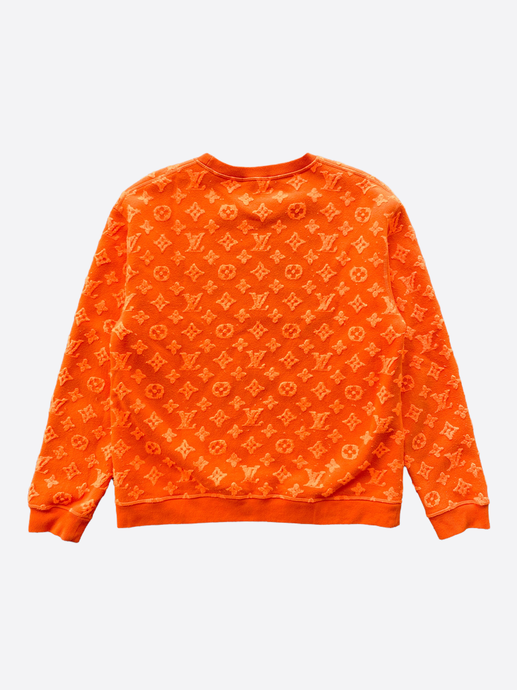 Louis Vuitton Orange Monogram Jacquard Crew Neck Sweatshirt M