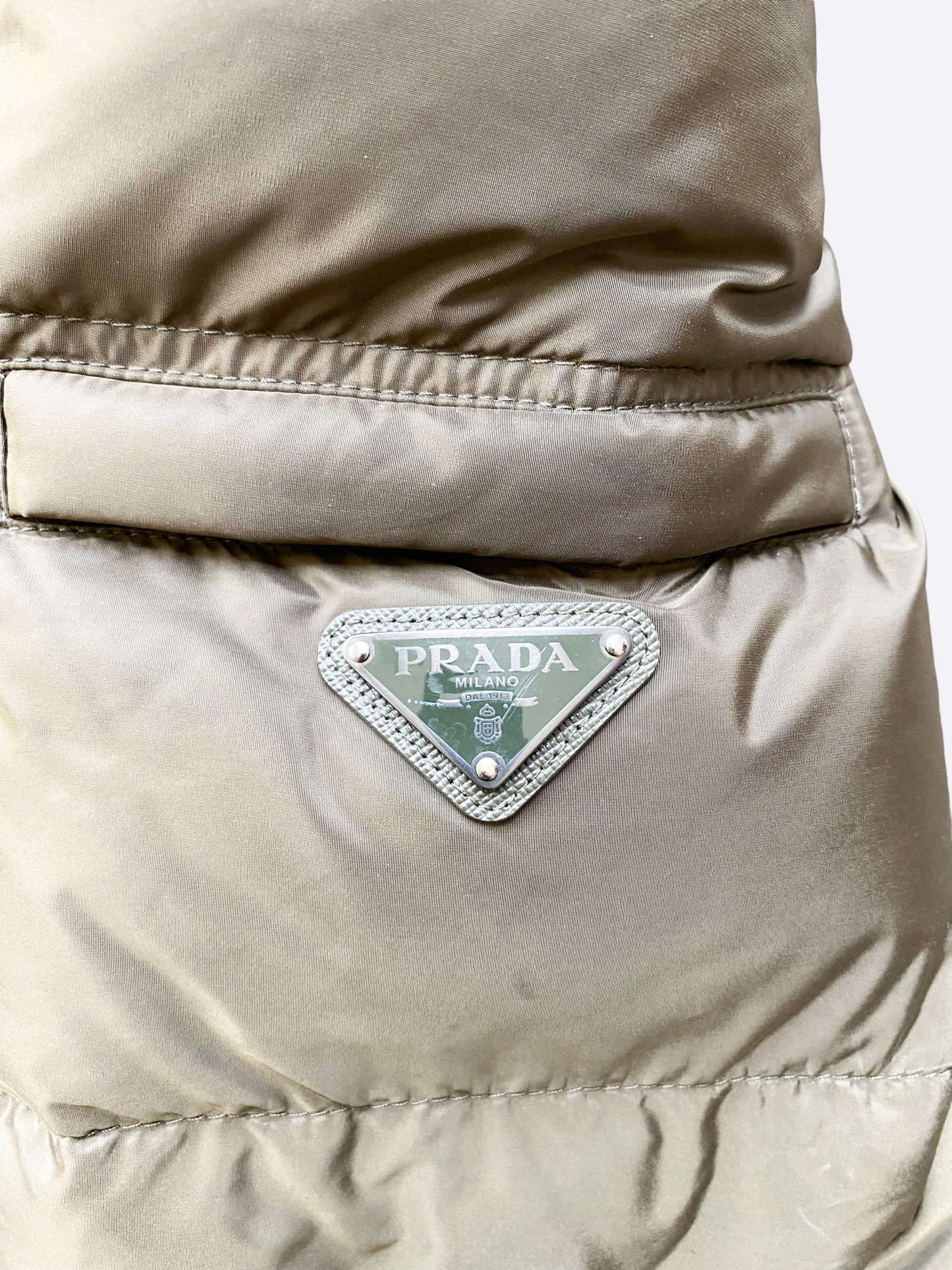 Prada Olive Iridescent Puffer Jacket