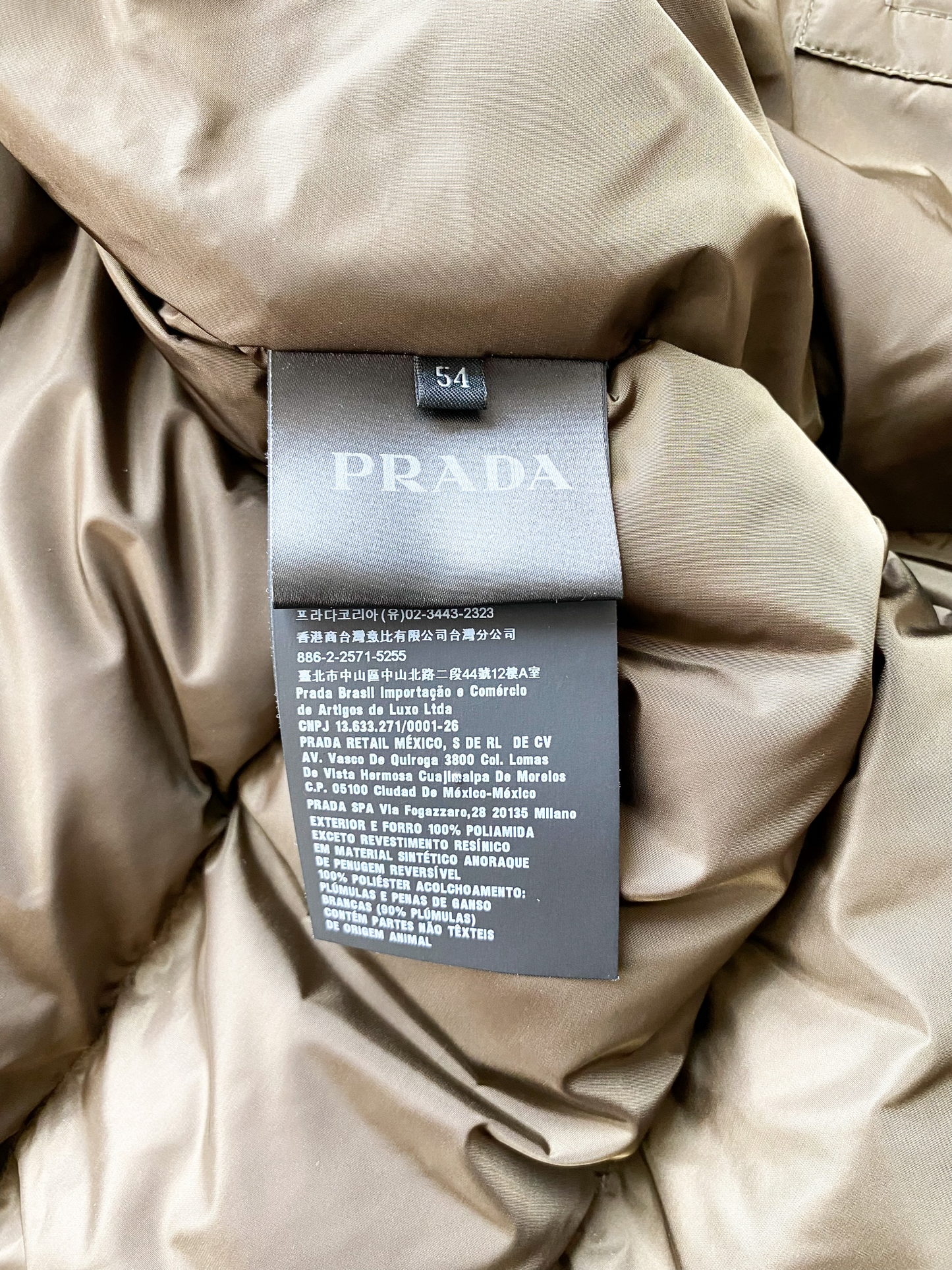 Prada Olive Iridescent Puffer Jacket