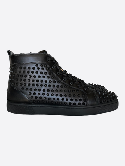 Christian Louboutin Black & Gold High Top Spiked Sneakers