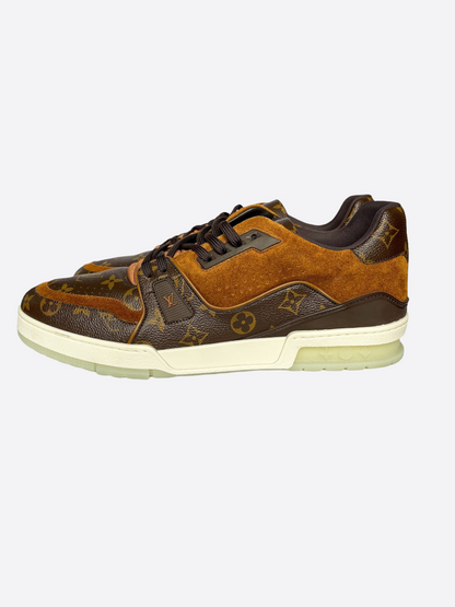 Louis Vuitton Brown Suede Monogram Trainers