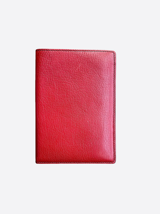 Red Dior Dior Oblique Leather Passport Cover
