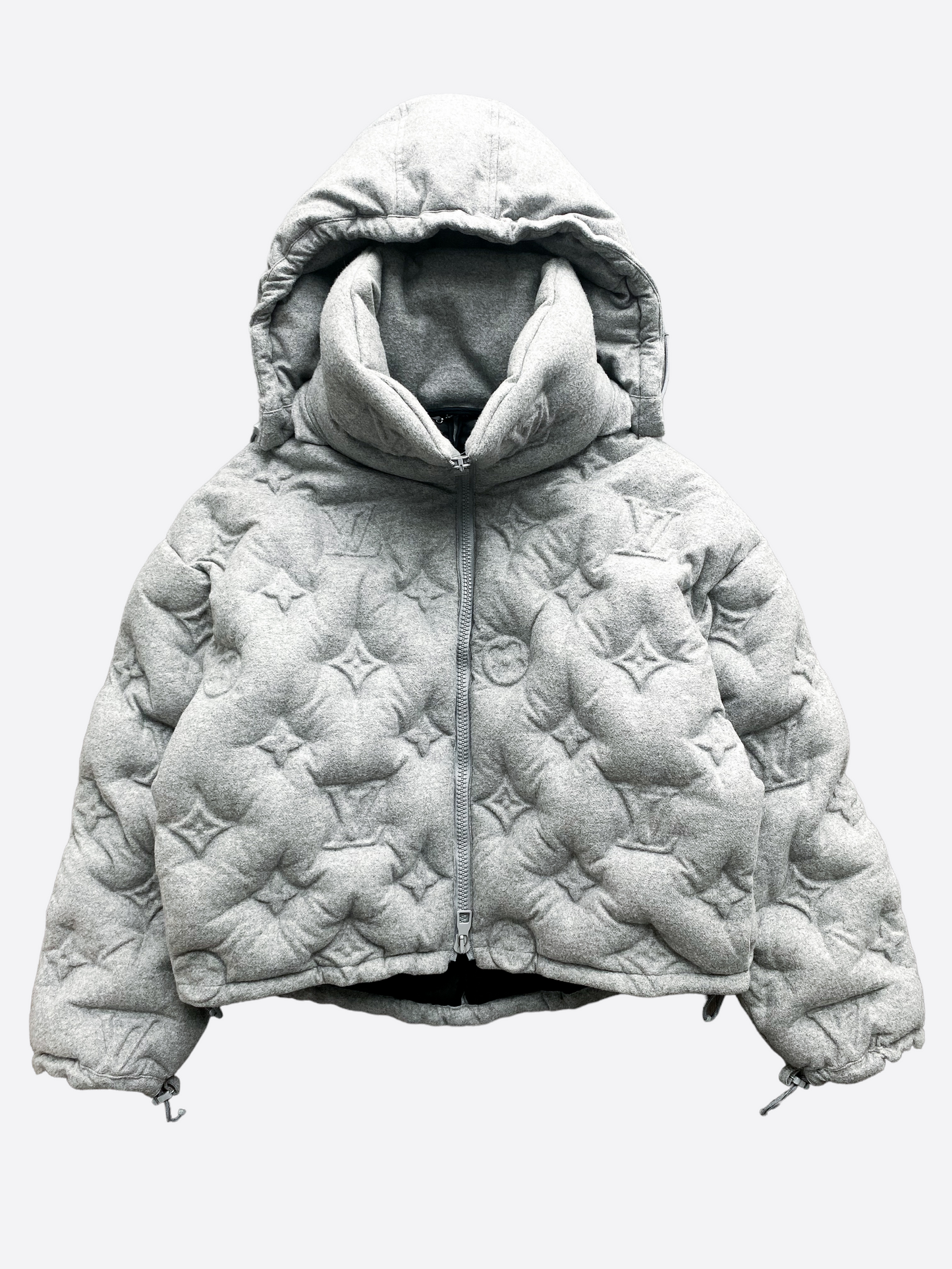 Louis Vuitton grey Monogram Flower Hooded Puffer Jacket