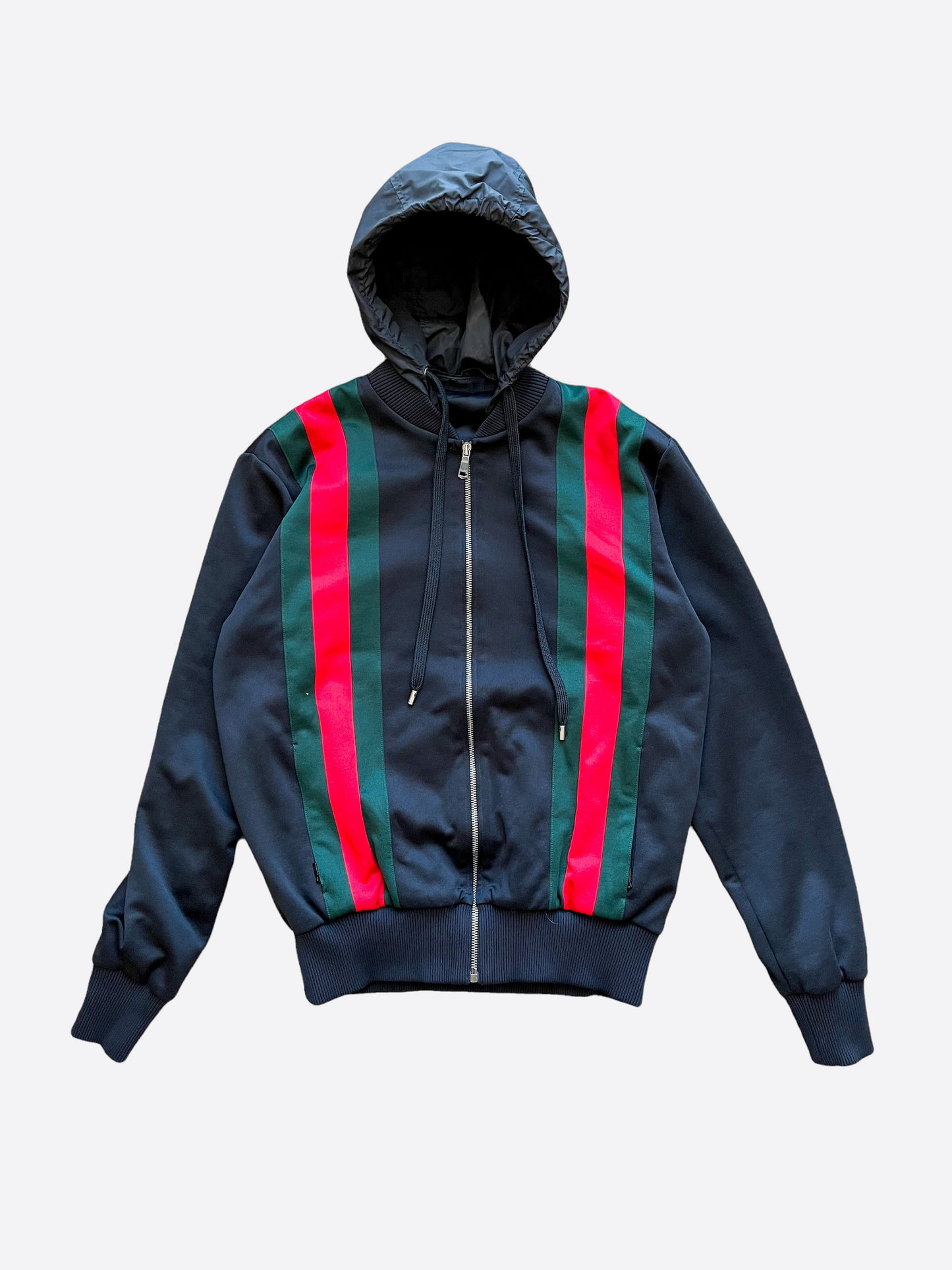 Gucci Striped Hooded Bomber Jacket