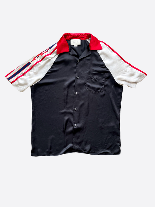 Gucci Navy GG Monogram Striped Polo Shirt – Savonches