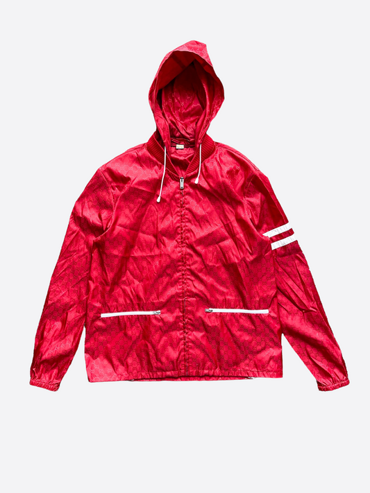 Gucci Red Monogram Hooded Windbreaker