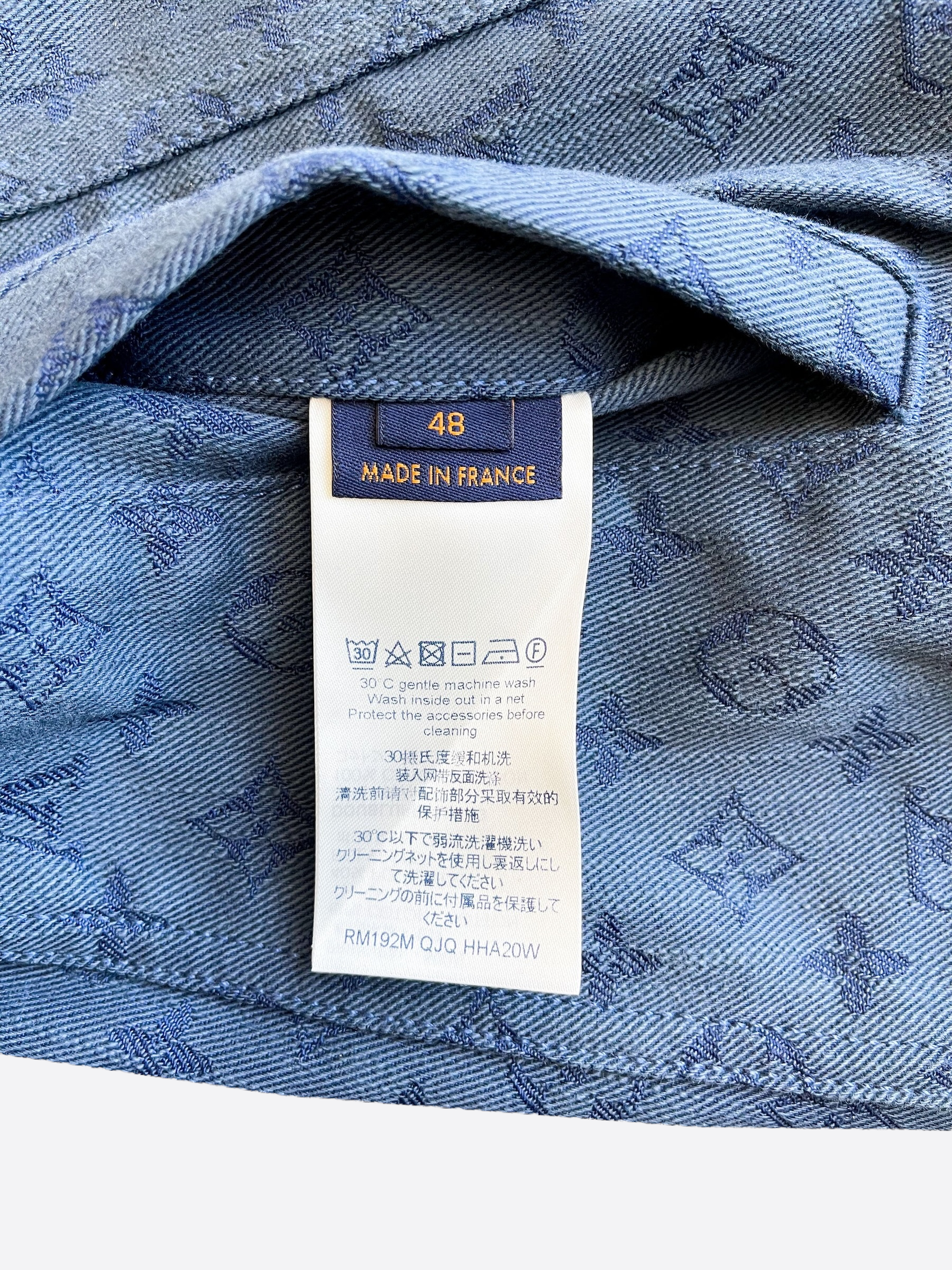 Louis Vuitton Blue Logo Monogram Denim Contrast Collar Detail Jacket L Louis  Vuitton