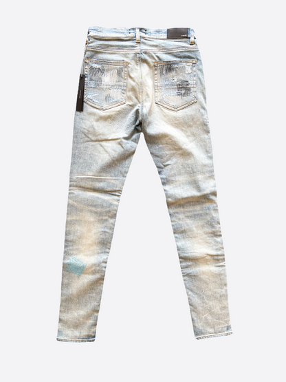 Amiri Blue Distressed Repair Jeans