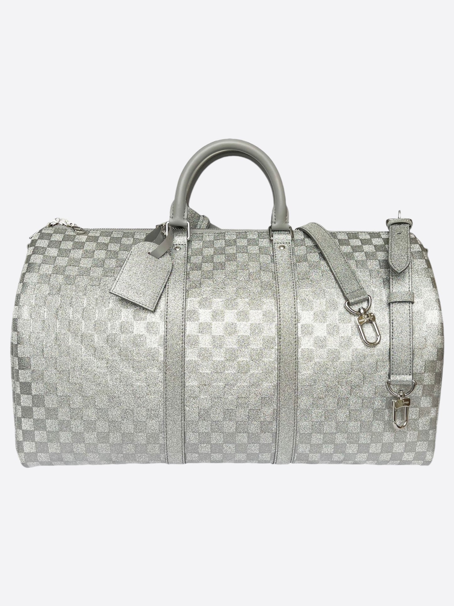 Louis Vuitton Keepall Bandouliere 50 Silver Glitter Damier Weekend Travel  Bag