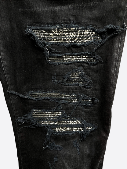 Amiri Black Distressed Bandana Patch Jeans