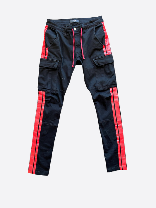 Amiri Black & Red Track Cargo Pants