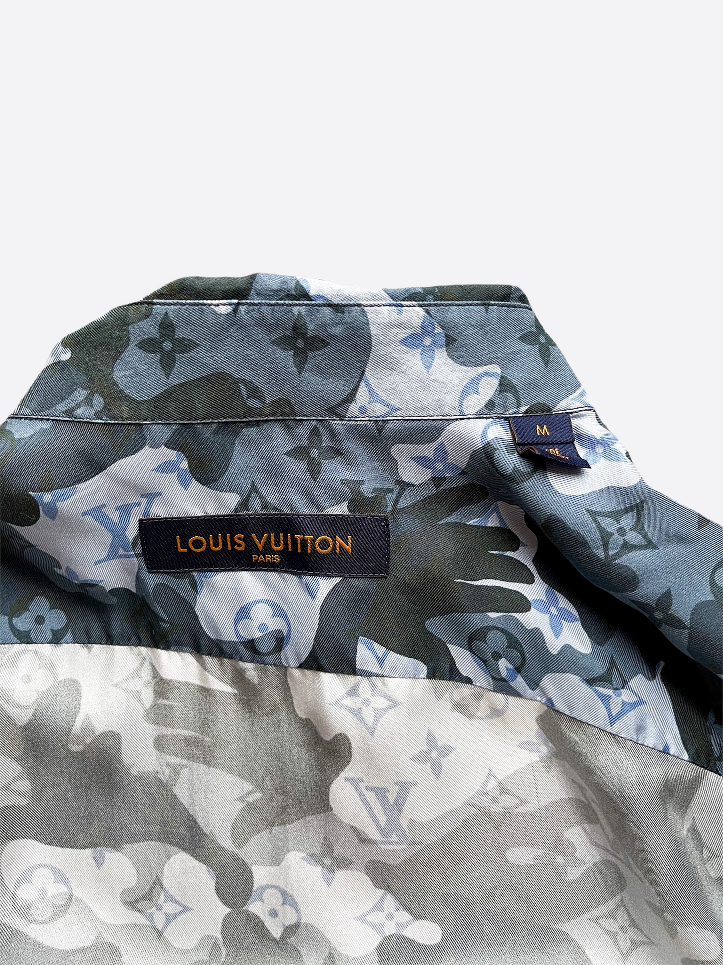 Louis Vuitton Camo Monogram Silk Button Up Shirt