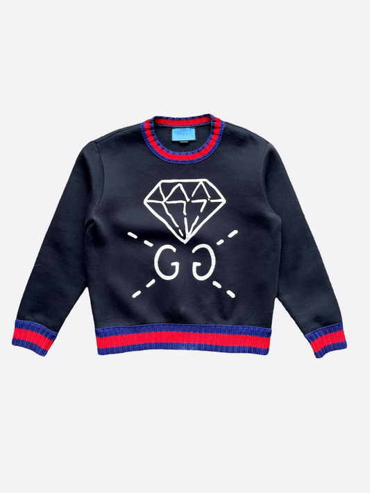 Gucci Ghost Diamond Logo Neoprene Sweater