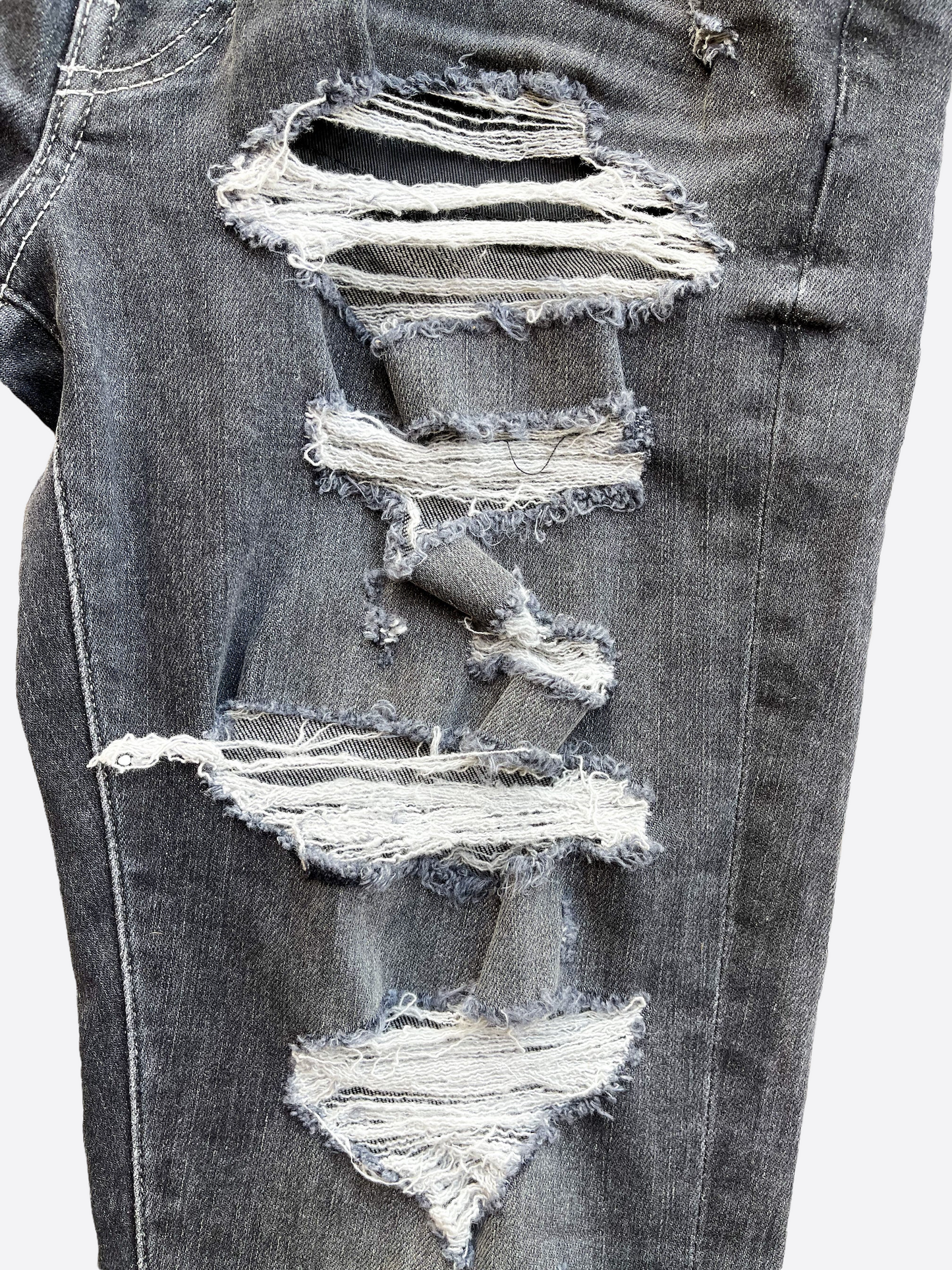 Amiri Grey Distressed Thrasher Denim