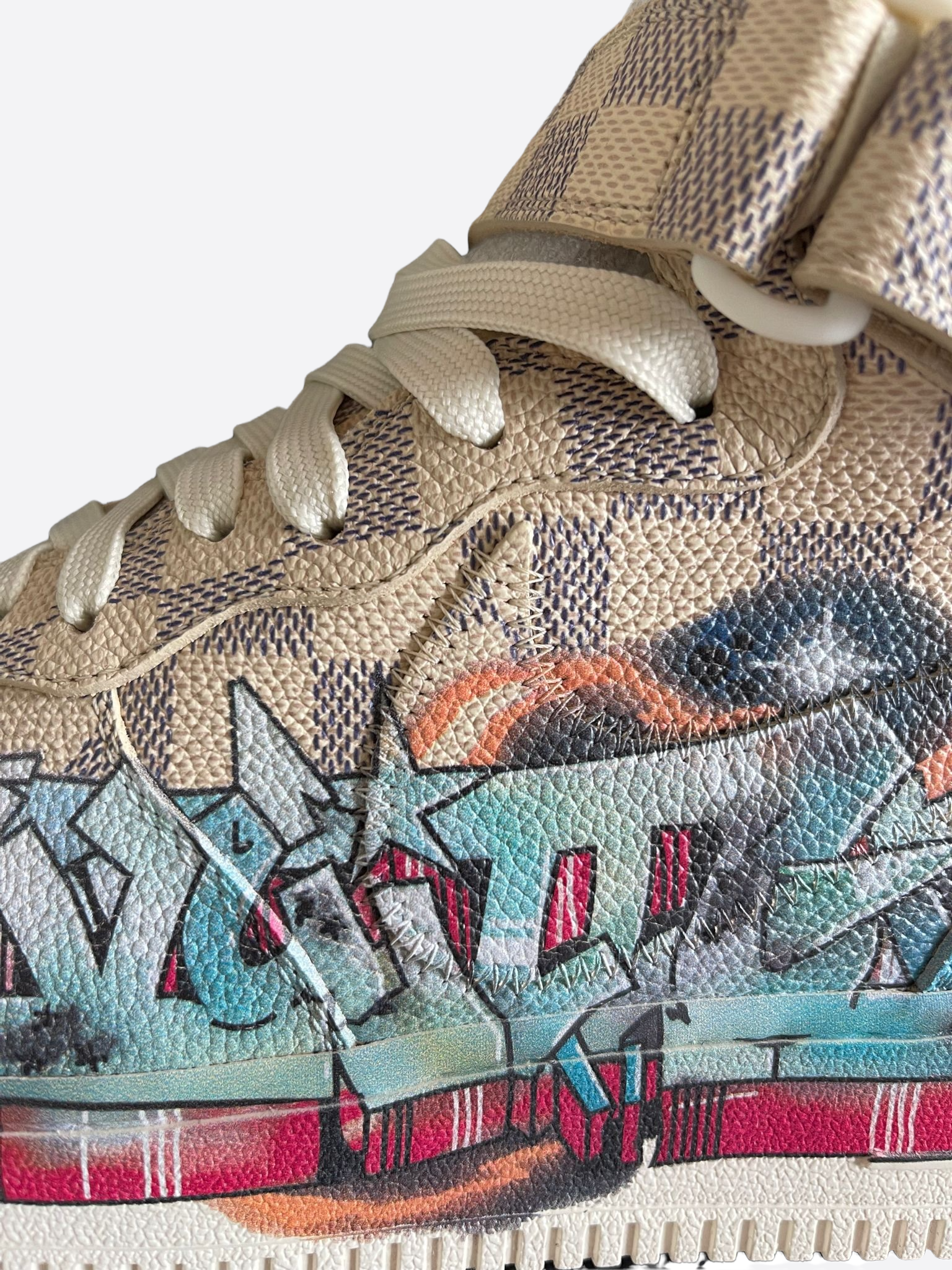 Louis Vuitton x Nike Air Force 1 Mid Graffiti | Size 8, Sneaker in Multicolor/Grey/Beige