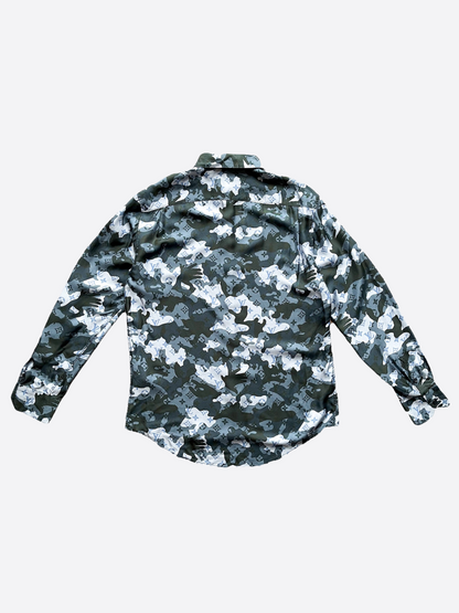 Louis Vuitton Camo Monogram Silk Button Up Shirt