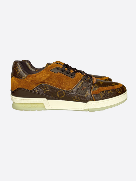 Louis Vuitton Brown Suede Monogram Trainers