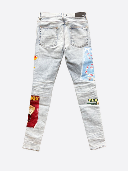 Amiri Playboy Blue Distressed Jeans