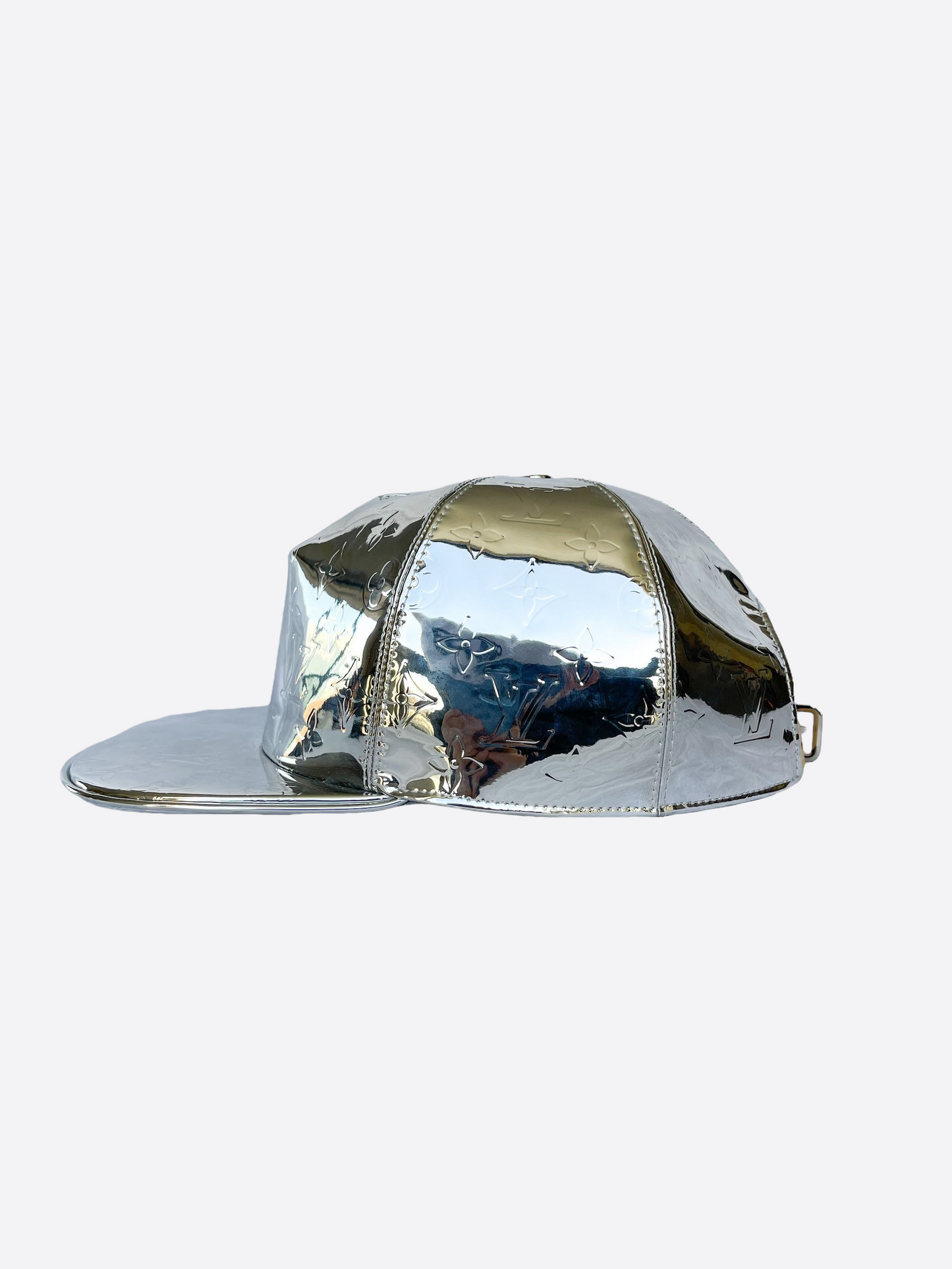 Louis Vuitton LV Mirror Cap Silver Monogram Logo Miroir Sun Baseball Hat  58cm
