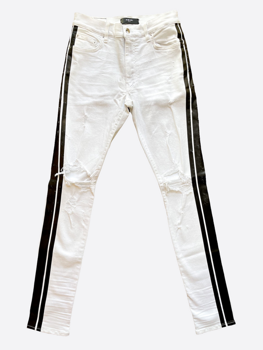 Amiri White Track Denim