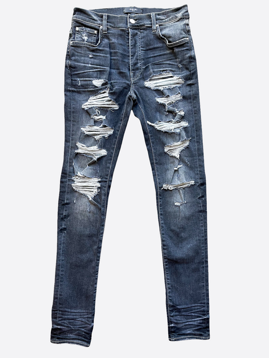 Amiri Grey Distressed Thrasher Denim