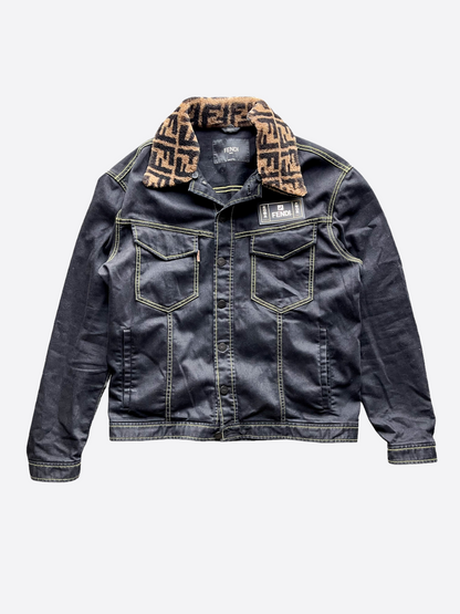 Fendi Fur Trim Denim Jacket