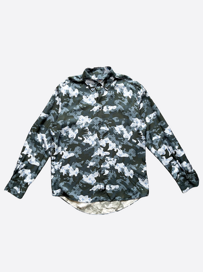 Louis Vuitton Camo Monogram Silk Button Up Shirt