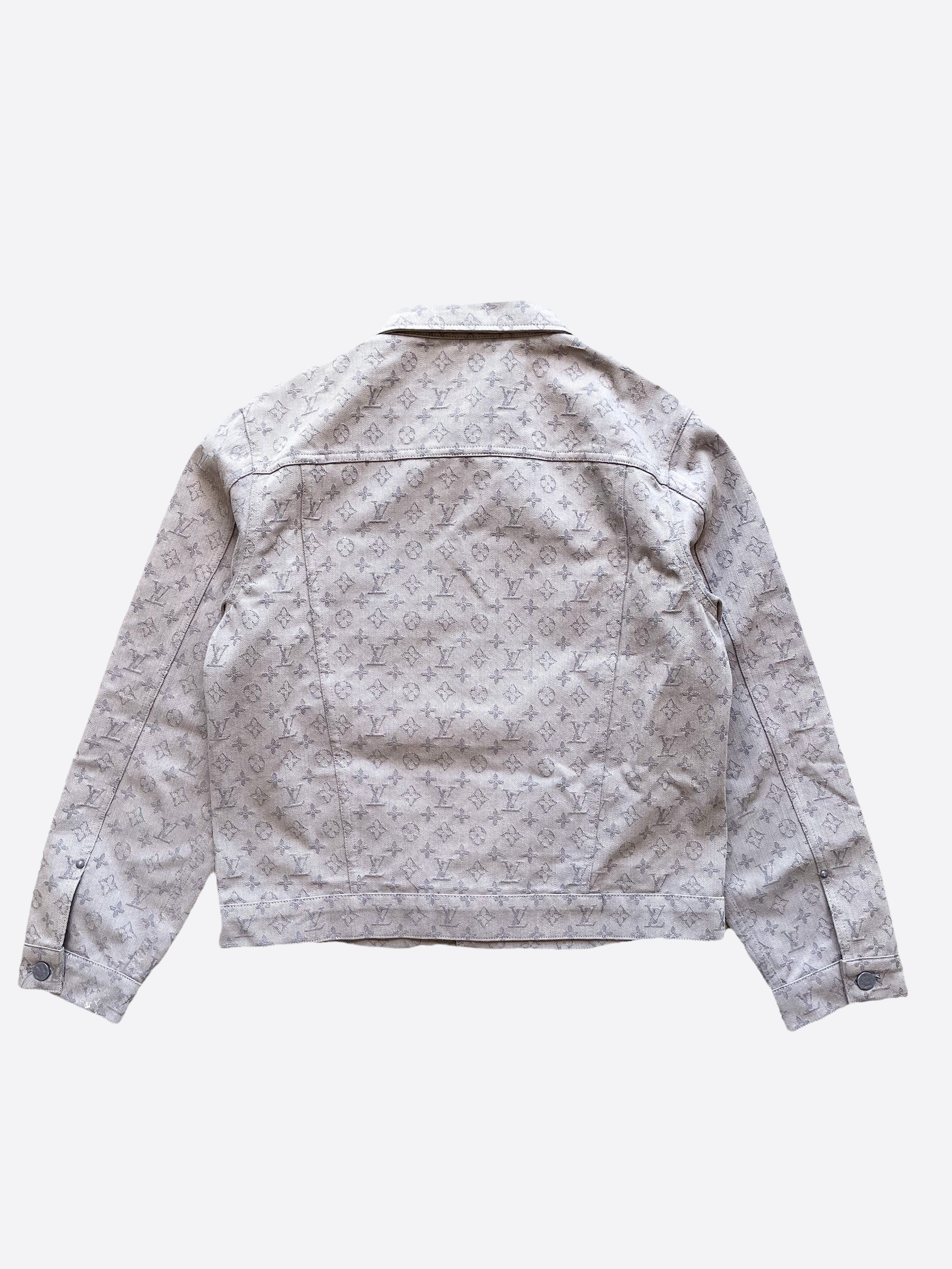 Louis Vuitton Grey Organza Monogram Mesh Track Jacket