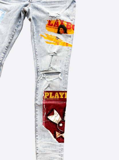 Amiri Playboy Blue Distressed Jeans