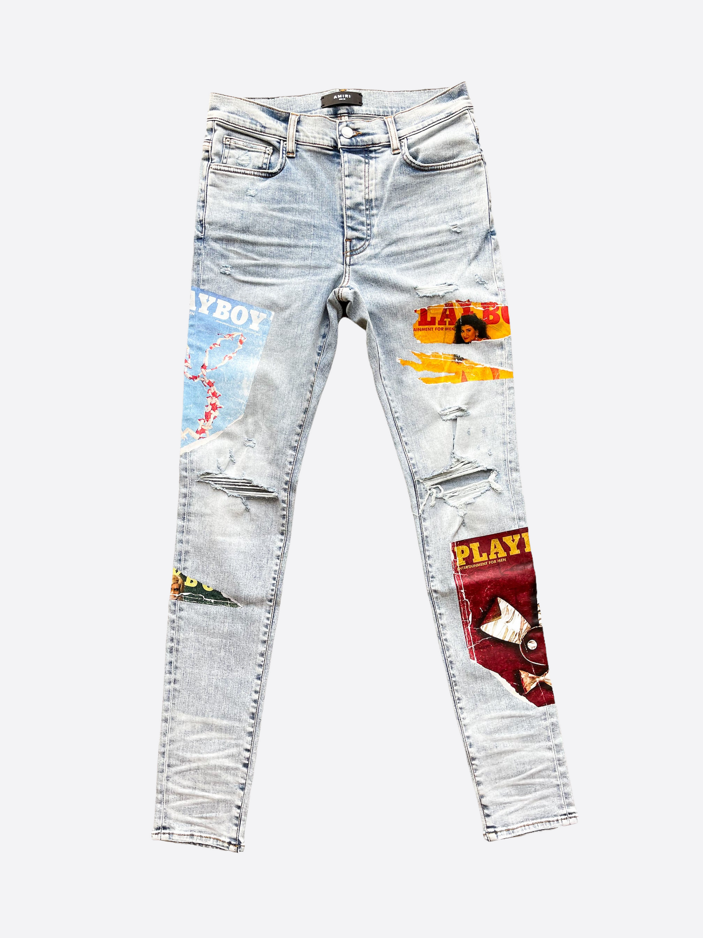 Amiri Playboy Blue Distressed Jeans