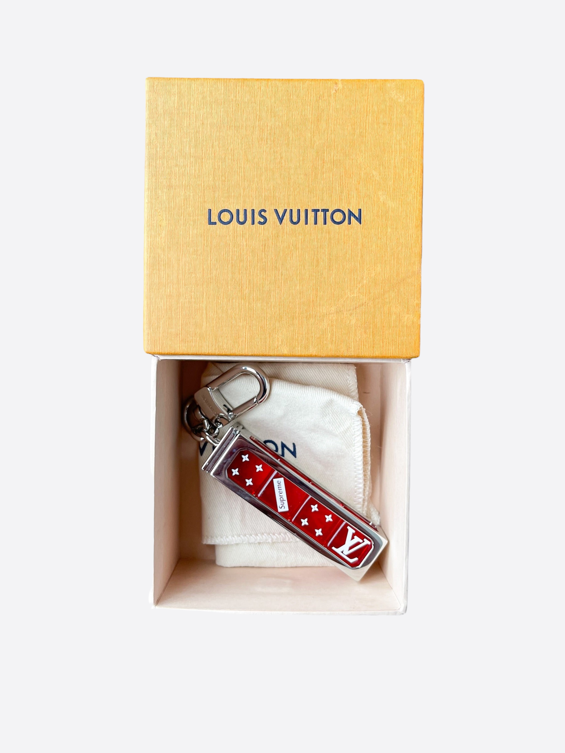 LOUIS VUITTON X SUPREME Dice Key Chain Bag Charm Brown 213156