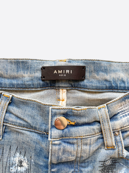 Amiri Blue Distressed Repair Jeans